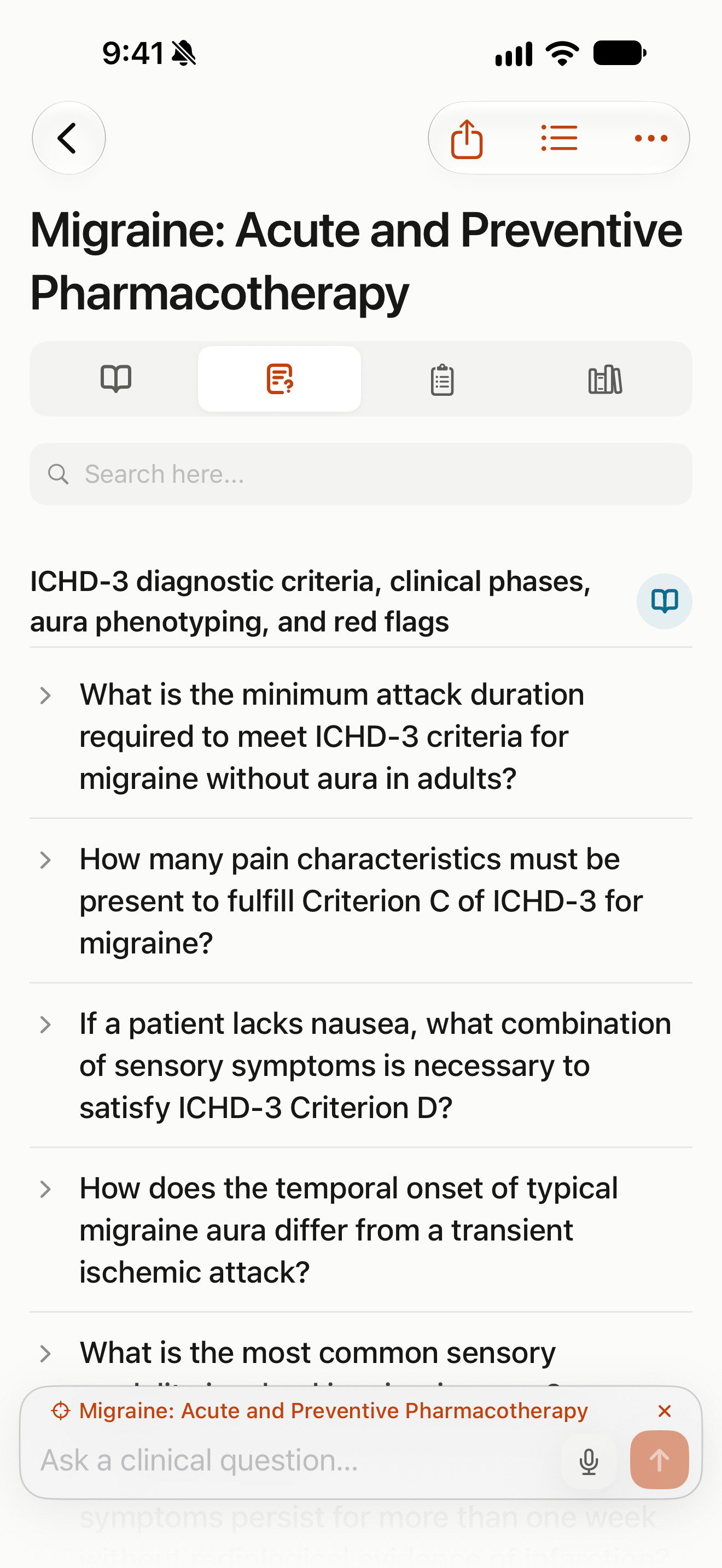 OpenMedico on a physical iPhone: Migraine FAQ