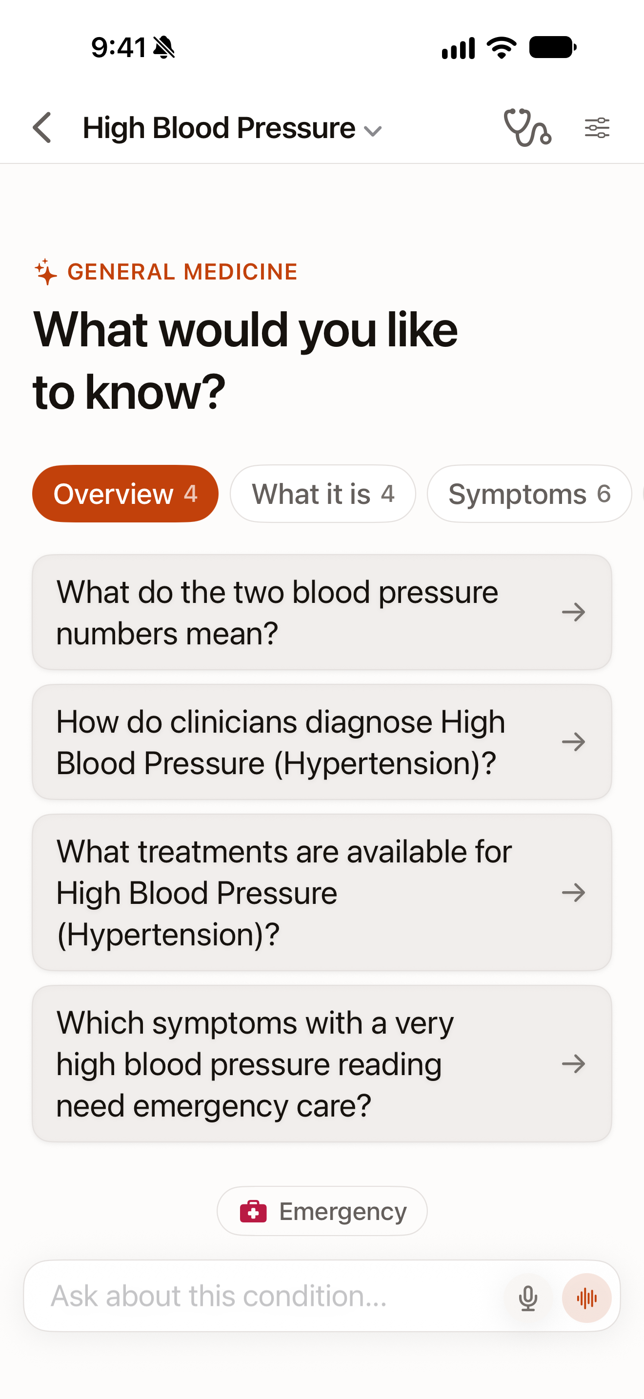 OpenVisit on a physical iPhone: Blood pressure questions