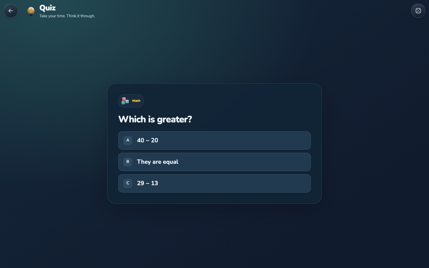 Quick Quiz in the current game