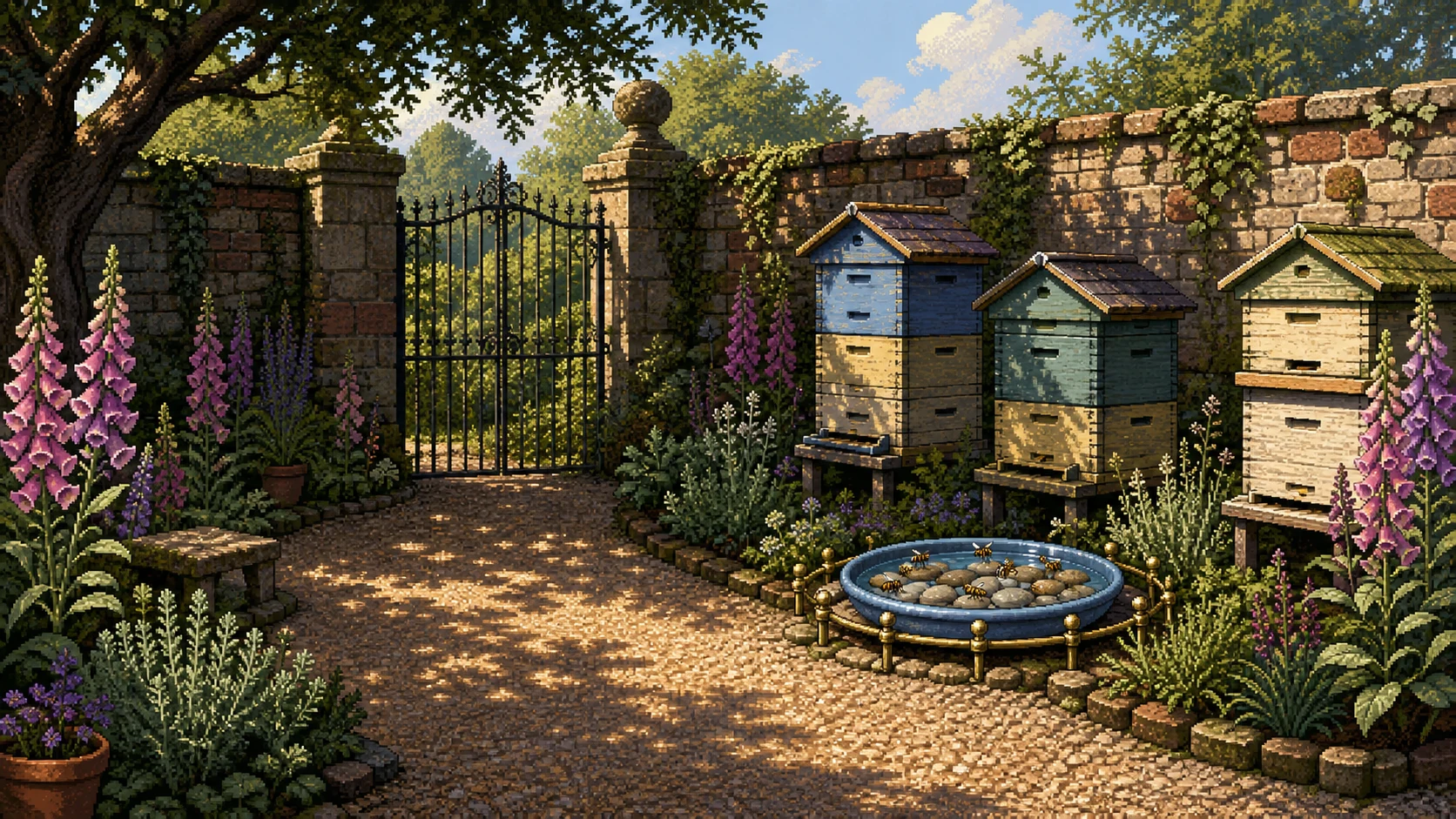A walled garden apiary