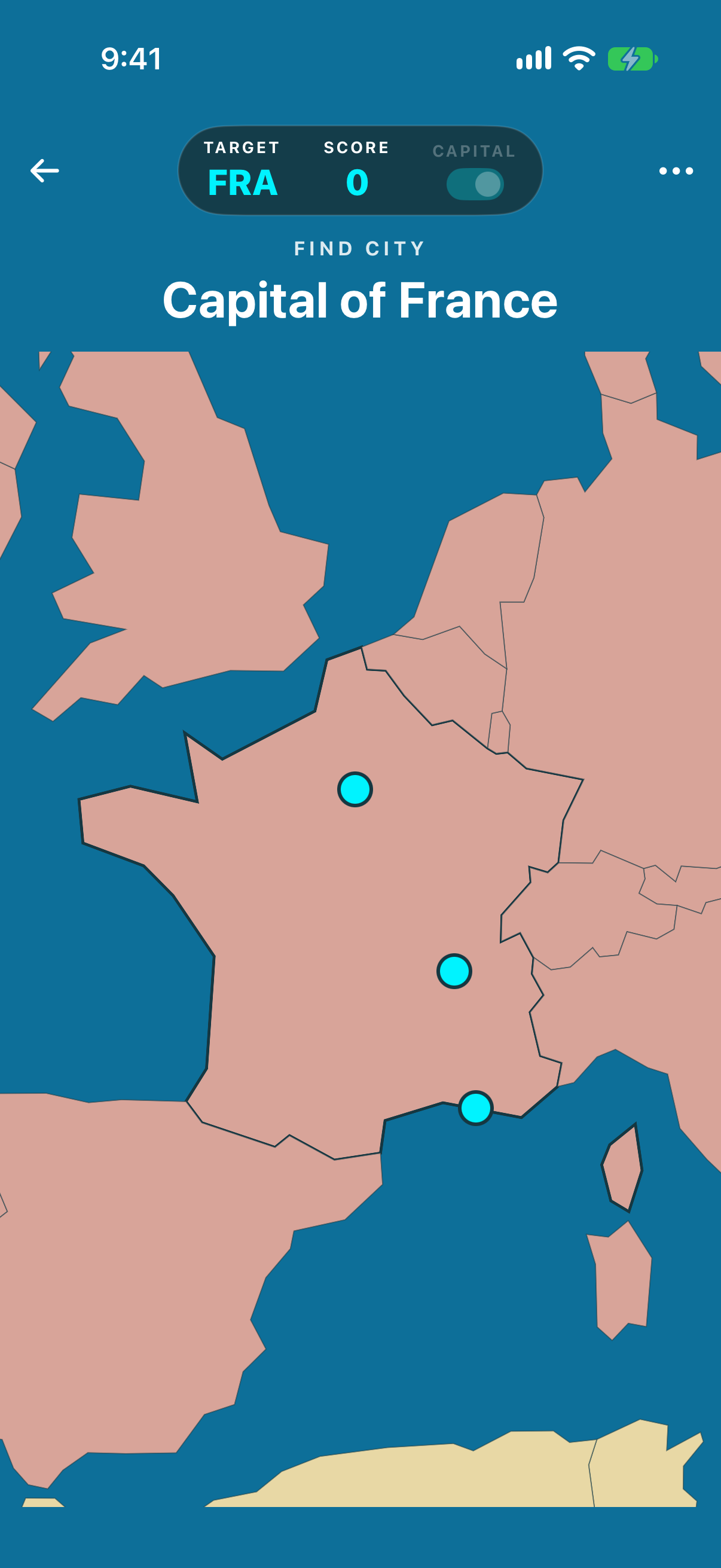 Native World Map app on iPhone